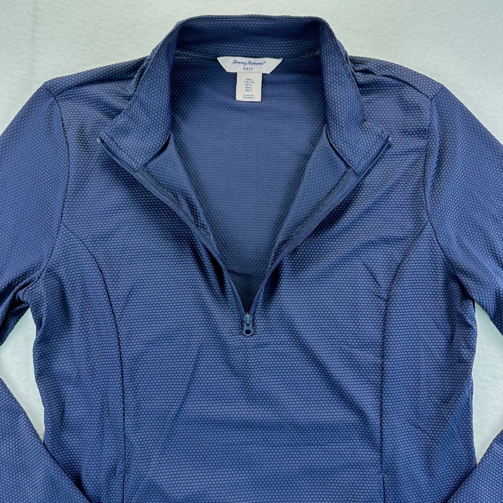 Tommy Bahama Golf Womens Large Navy Blue Honeycomb Quarter Zip Pullover Active - Picture 3 of 10